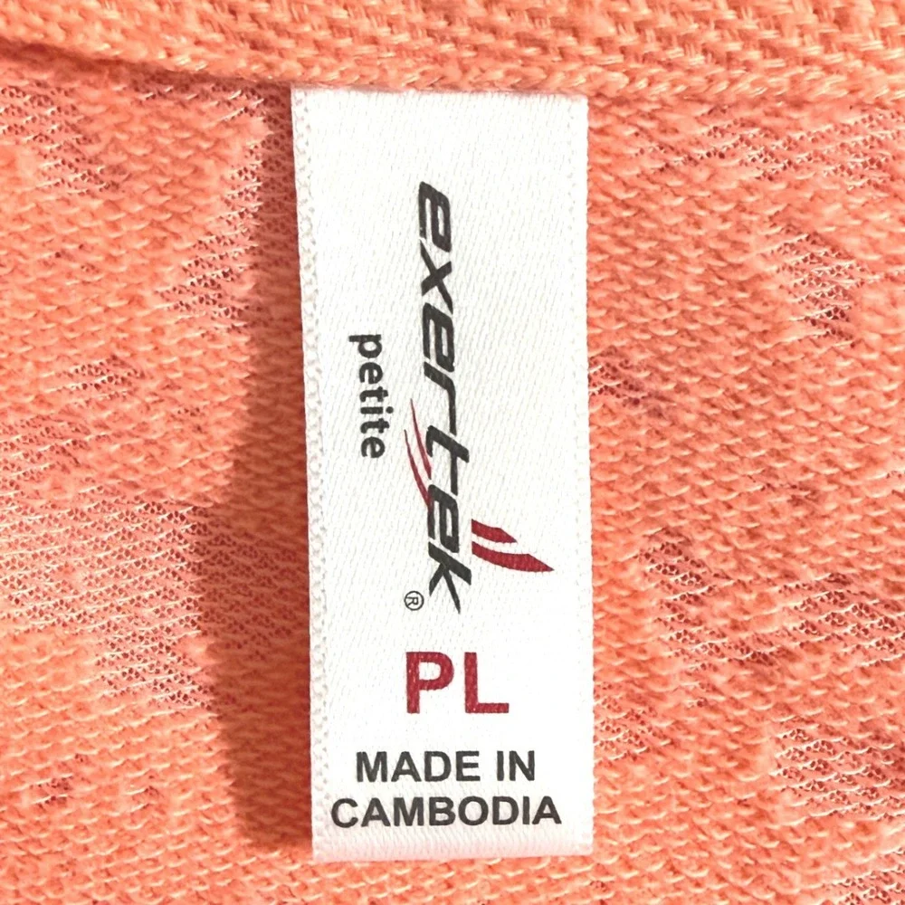 Exertek Petite Full Zip Burnout Jacket Coral Orange Roll Tab Sleeve PL